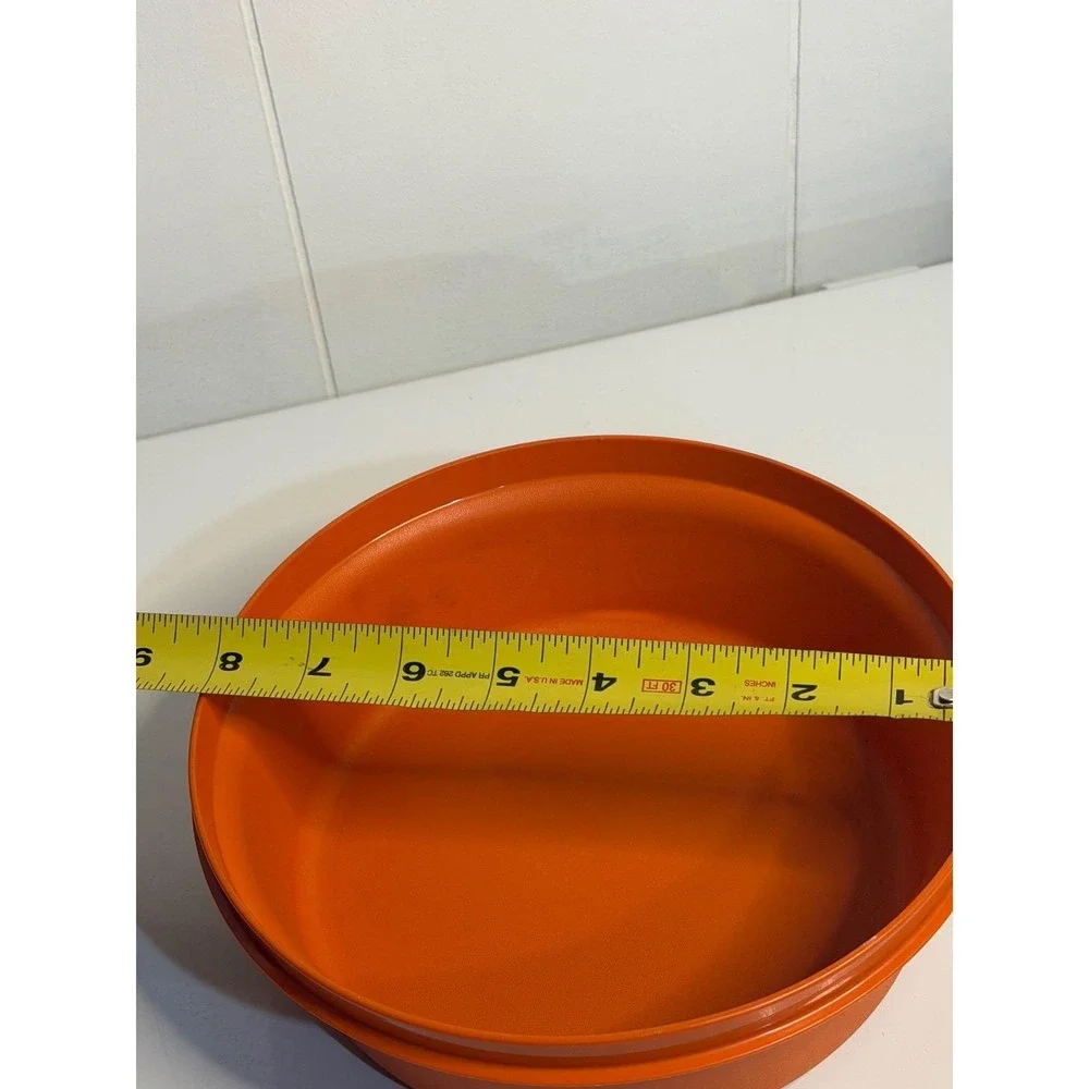 VTG 1980s Tupperware‎ Orange Servalier Canister Starburst 1346-3 USA Made No-Lid